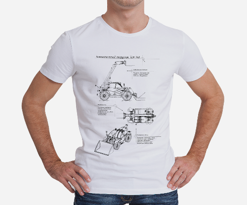 Футболка белая схема "TLH 740" Ростсельмаш