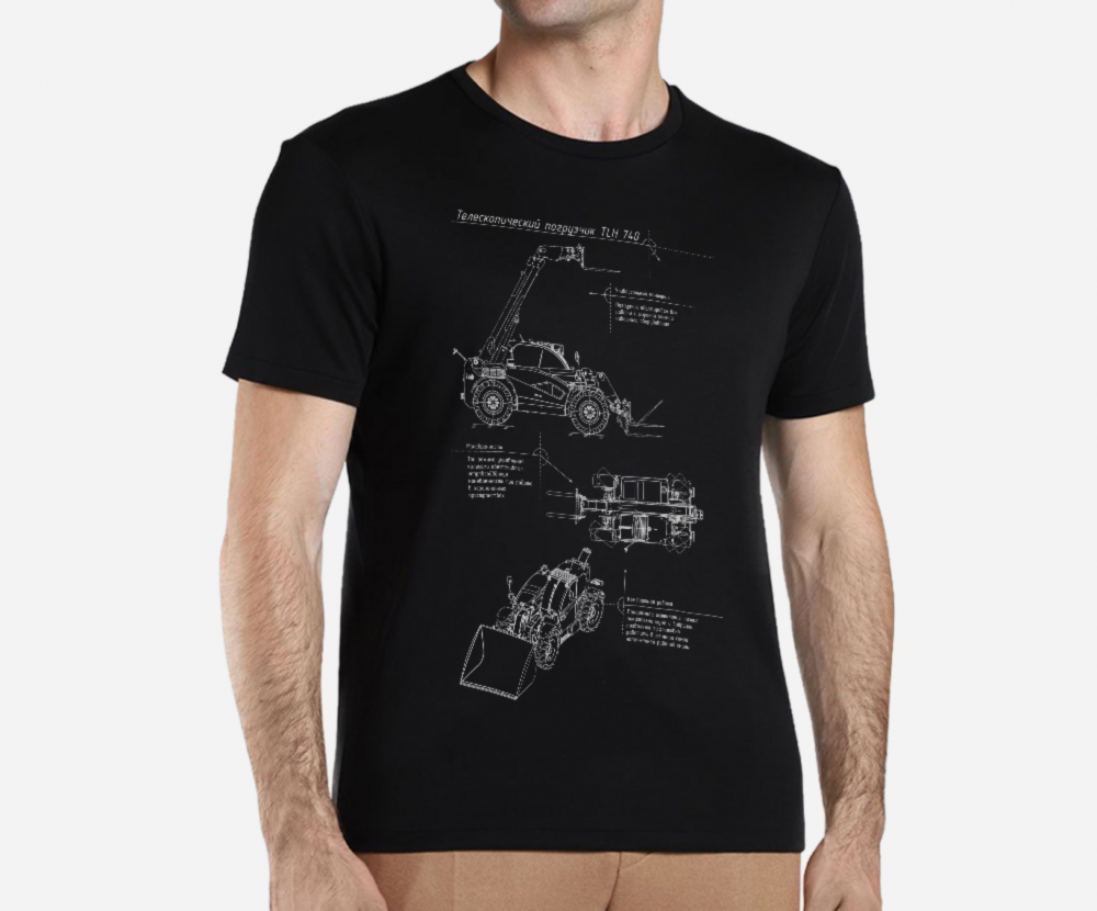 Футболка черная схема "TLH 740" Ростсельмаш от Fan Shop РОСТСЕЛЬМАШ Футболка черная схема "TLH 740" Ростсельмаш