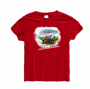 Футболка детская бренд.красная с трактором англ.надпись